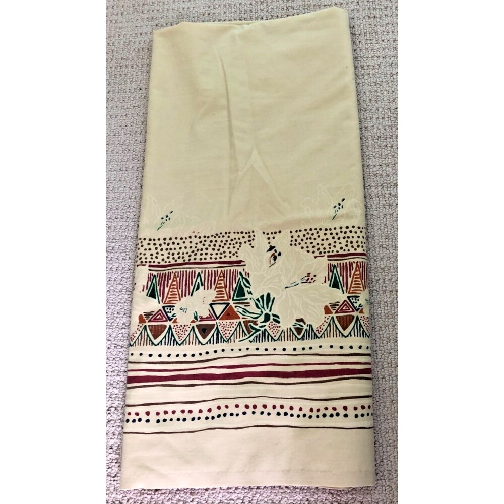 JP Stevens Twin Flat Sheet 70s 68 x 96" Tropical Hawaiian Tribal VINTAGE
